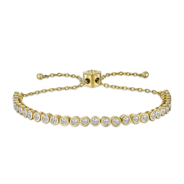 Adjustable Lab Diamond Rubover Tennis Bracelet 1.00ct in 18K Gold Vermeil